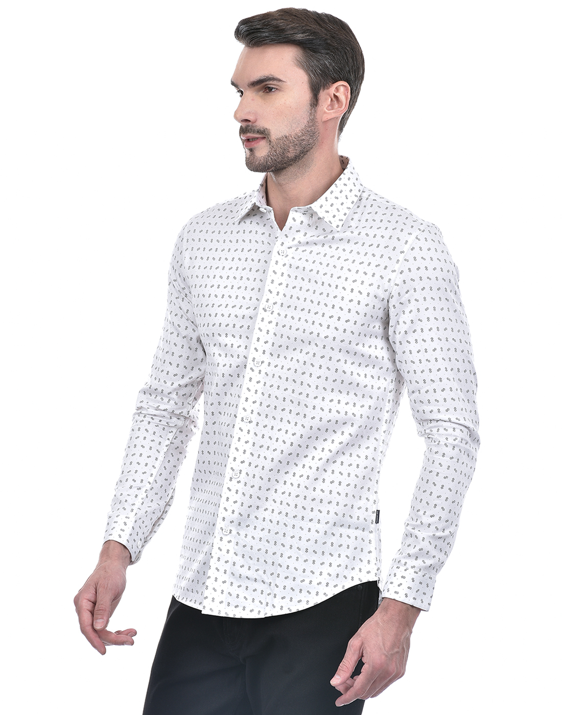 Numero Uno Men Abstract White Shirt
